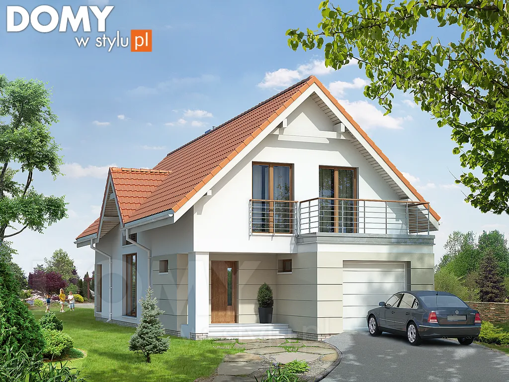 Nowoczesny projekt domu z poddaszem Brzoza - wizualizacja frontowa