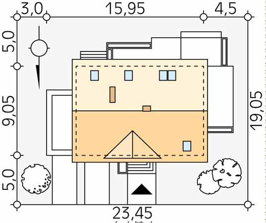 Projekt domu Calineczka 4 - usytuowanie na działce