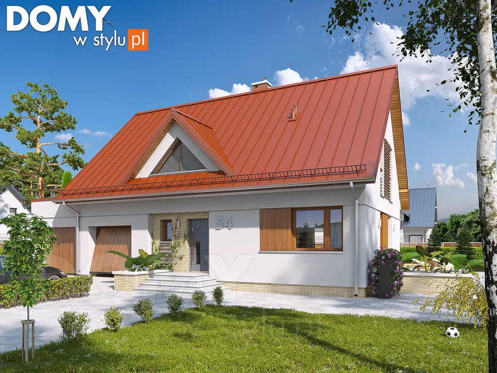 Nowoczesny projekt domu z poddaszem Calineczka 4 - wizualizacja frontowa