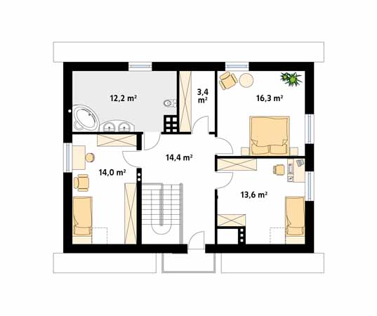 Projekt domu Carmen - rzut poddasza