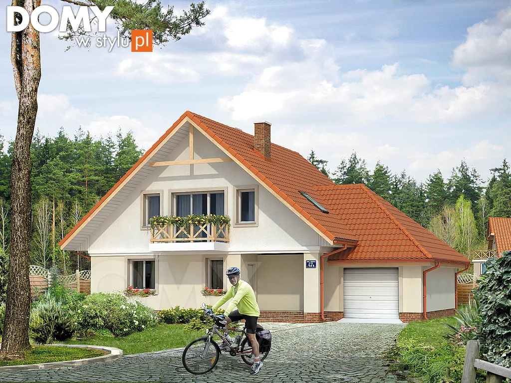 Projekt domu z poddaszem Caro - wizualizacja frontowa