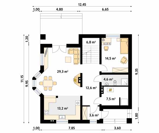 Projekt domu Caro 2 - rzut parteru