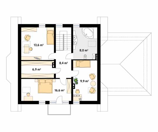 Projekt domu Caro 3 - rzut poddasza
