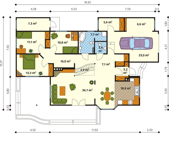 Projekt domu Cedr dr-S - rzut parteru