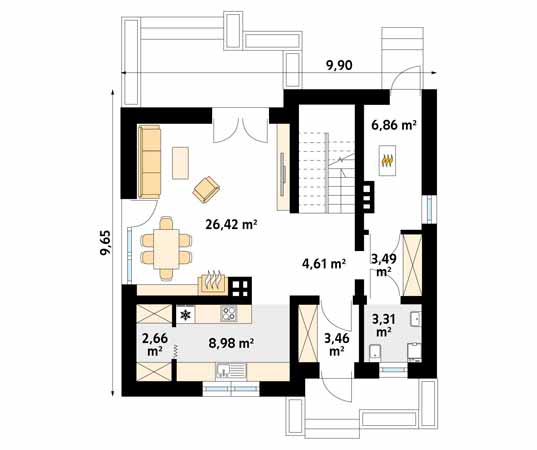 Projekt domu Ceres - rzut parteru