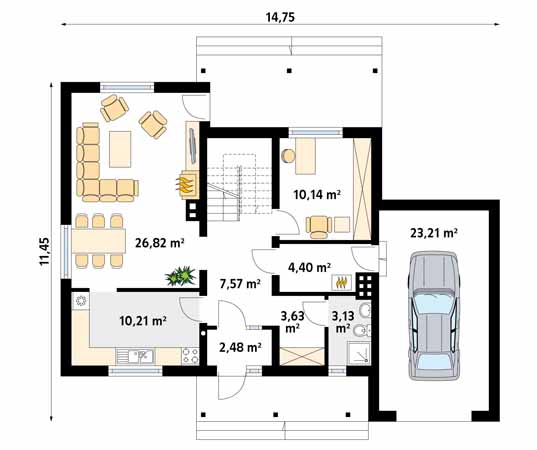 Projekt domu Combo - rzut parteru