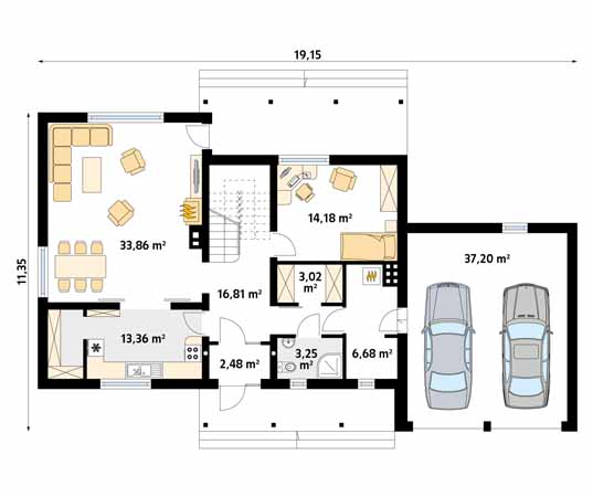 Projekt domu Combo 2 - rzut parteru