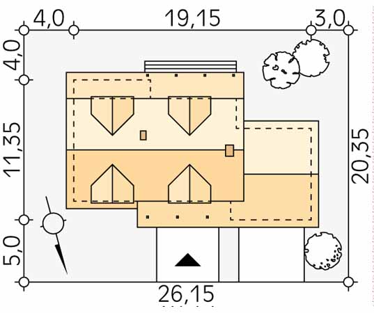 Projekt domu Combo 2 - usytuowanie na działce