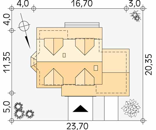 Projekt domu Combo 3 - usytuowanie na działce