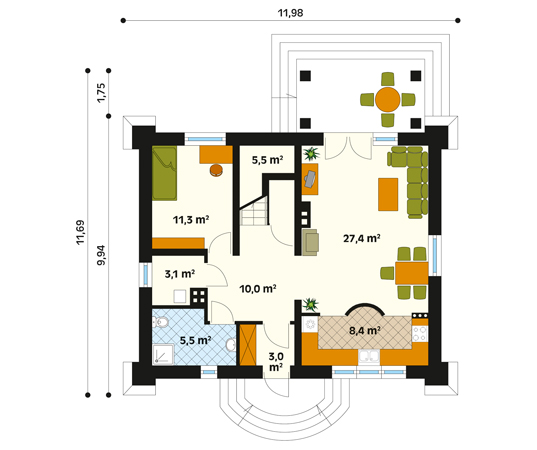 Projekt domu Credo - rzut parteru