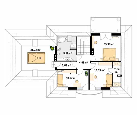 Projekt domu Credo 2 - rzut poddasza