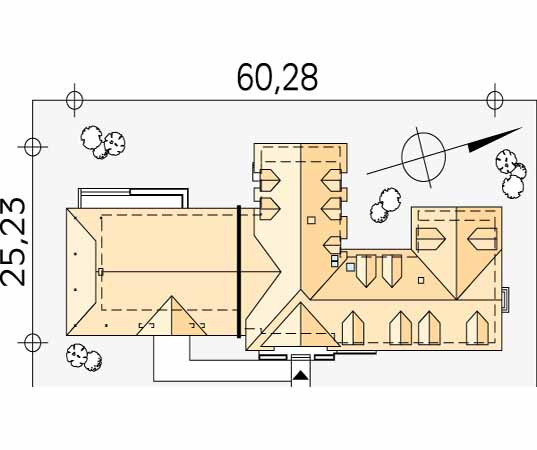 Projekt pensjonatu Cykada 3 - usytuowanie na działce
