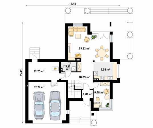 Projekt domu Cyprys 2 - rzut parteru