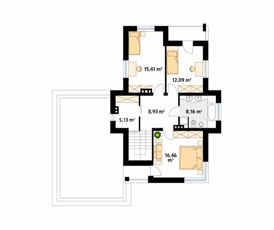 Projekt domu Cyprys 2 - rzut piętra