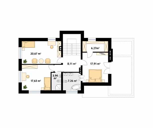 Projekt domu Cyprys 4 - rzut piętra