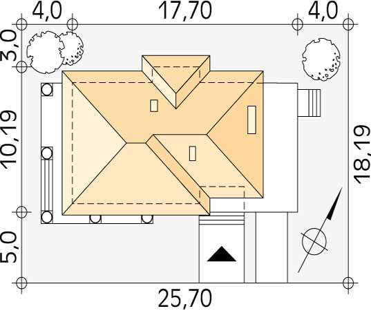Projekt domu Cyprys 4 - usytuowanie na działce