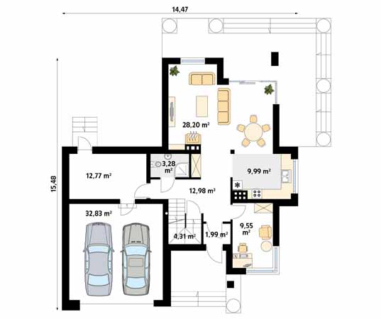 Projekt domu Cyprys 5 - rzut parteru