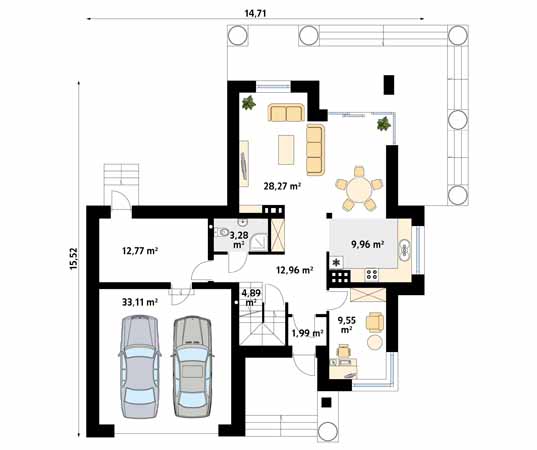 Projekt domu Cyprys 6 - rzut parteru