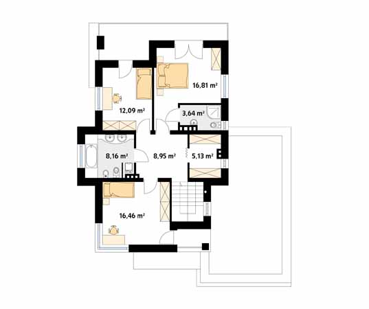 Projekt domu Cyprys 7 - rzut piętra