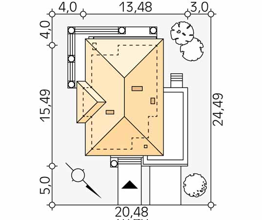 Projekt domu Cyprys 7 - usytuowanie na działce