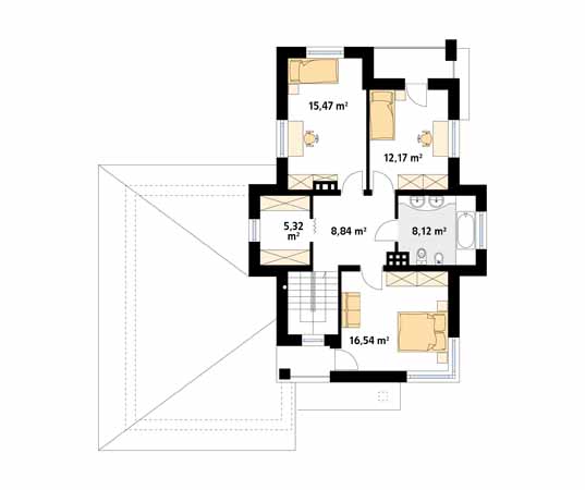 Projekt domu Cyprys 8 - rzut piętra