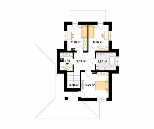 Projekt domu Cyprys 9 - rzut piętra