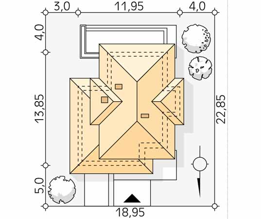 Projekt domu Cyprys 9 - usytuowanie na działce