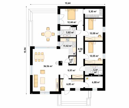 Projekt domu Cytrus - rzut parteru