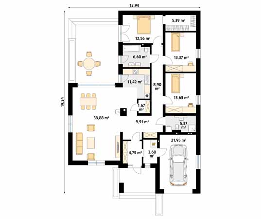 Projekt domu Cytrus 2 - rzut parteru