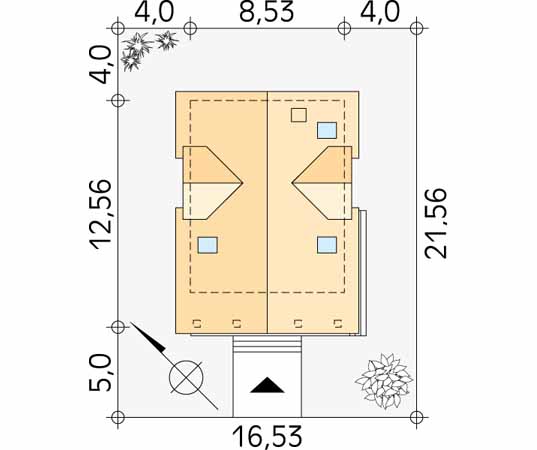 Projekt domu Czajka - usytuowanie na działce