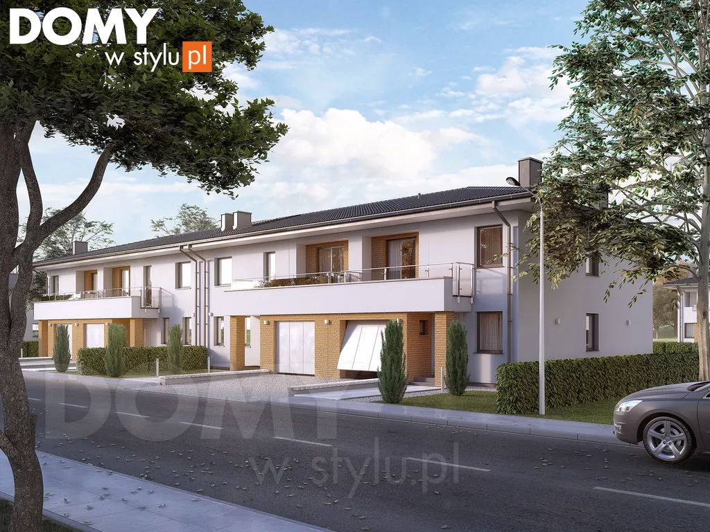 Nowoczesny projekt domu w zabudowie szeregowej Dąb 2 - wizualizacja frontowa
