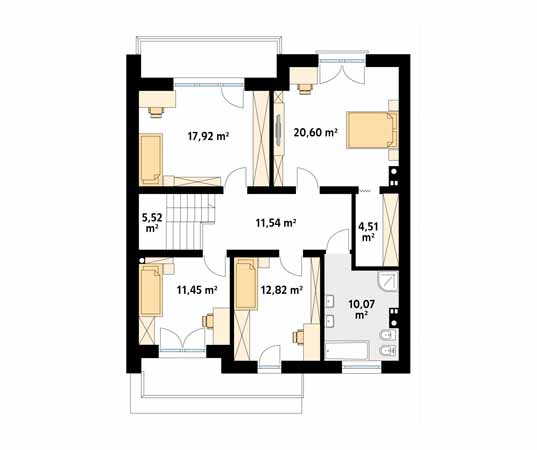 Projekt domu Dąb 2 W2 - rzut piętra