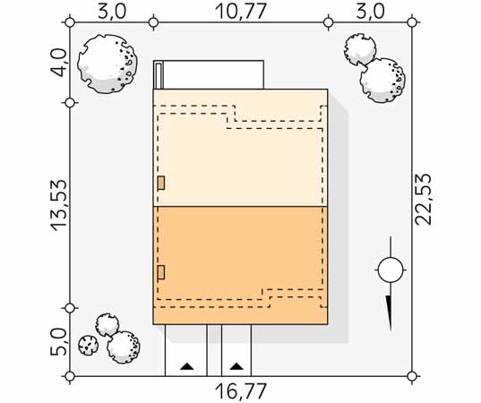 Projekt domu Dąb 2 W2 - usytuowanie na działce