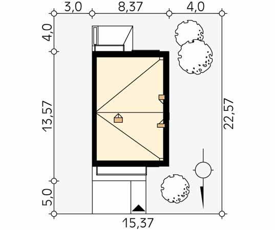 Projekt domu Dąb W - usytuowanie na działce