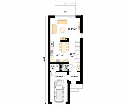 Projekt domu Daglezja W - rzut parteru