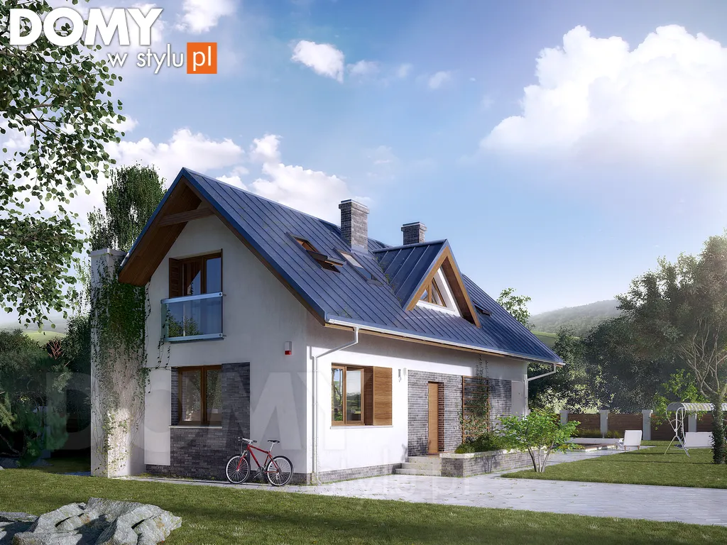 Nowoczesny projekt domu z poddaszem Dalia - wizualizacja frontowa