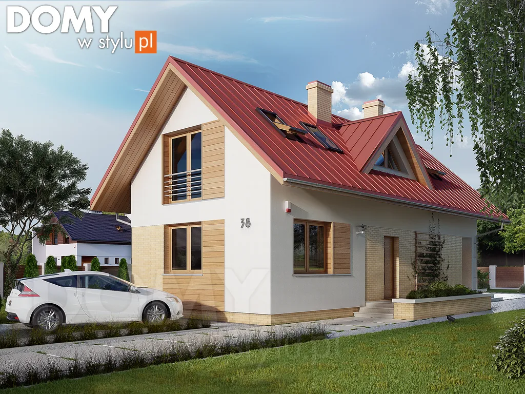 Nowoczesny projekt domu z poddaszem Dalia 2 - wizualizacja frontowa