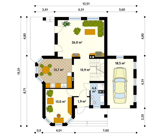 Projekt domu Danuśka - rzut parteru