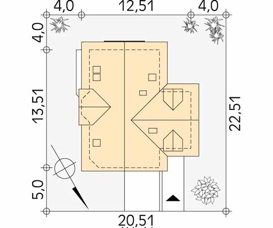 Projekt domu Danuśka - usytuowanie na działce