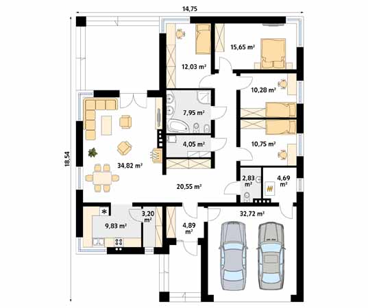 Projekt domu Decyma - rzut parteru