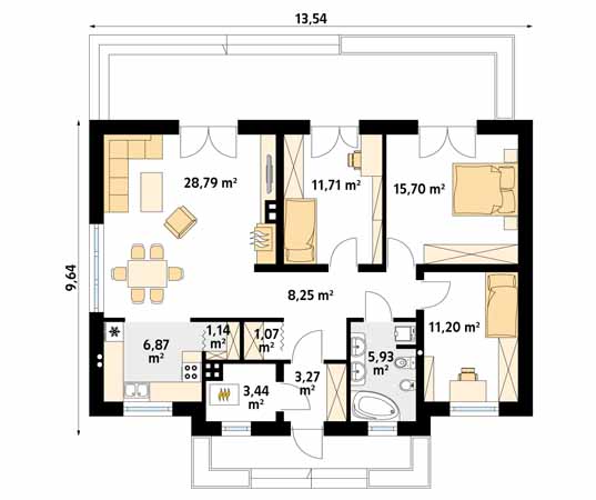 Projekt domu Decyma 10 - rzut parteru