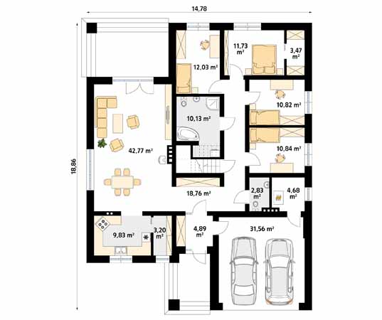 Projekt domu Decyma 11 - rzut parteru