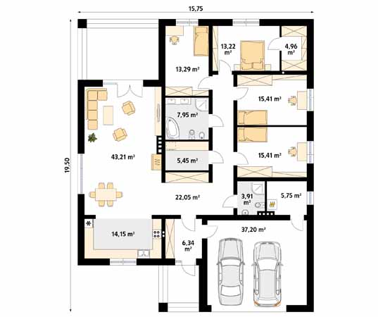 Projekt domu Decyma 12 - rzut parteru