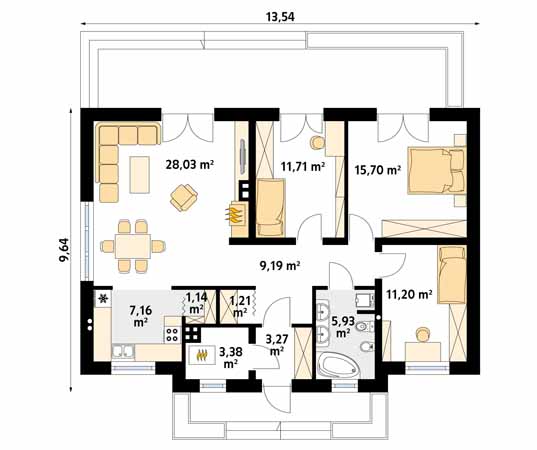 Projekt domu Decyma 2 - rzut parteru
