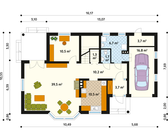 Projekt domu Delta - rzut parteru