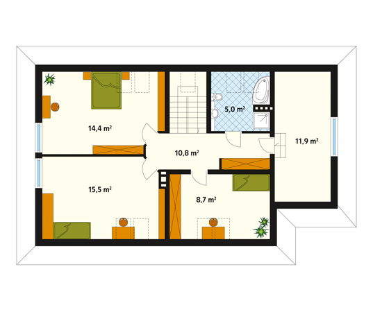 Projekt domu Delta - rzut poddasza
