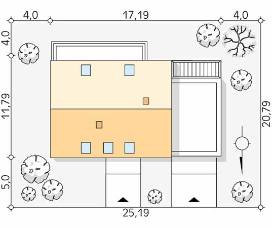 Projekt domu Denar - usytuowanie na działce