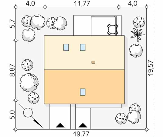 Projekt domu Drops - usytuowanie na działce
