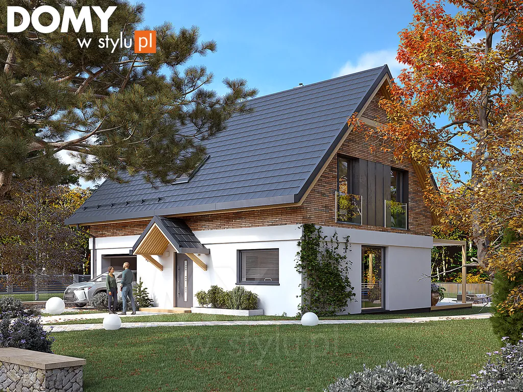 Nowoczesny projekt domu z poddaszem Drops - wizualizacja frontowa