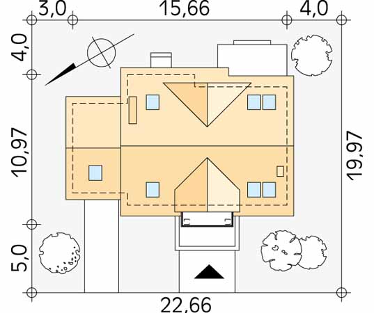 Projekt domu Dudek - usytuowanie na działce